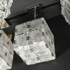  Kinkedey Mid Century Pressed Glass Nickel Cube Form Pendant Chandeliers by Kinkedey - 4403517