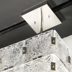  Kinkedey Mid Century Pressed Glass Nickel Cube Form Pendant Chandeliers by Kinkedey - 4403518