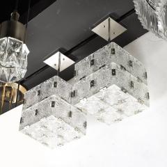  Kinkedey Mid Century Pressed Glass Nickel Cube Form Pendant Chandeliers by Kinkedey - 4403520