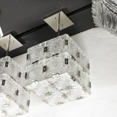  Kinkedey Mid Century Pressed Glass Nickel Cube Form Pendant Chandeliers by Kinkedey - 4403521