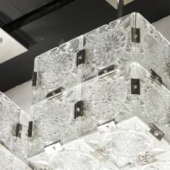 Kinkedey Mid Century Pressed Glass Nickel Cube Form Pendant Chandeliers by Kinkedey - 4403522