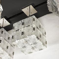  Kinkedey Mid Century Pressed Glass Nickel Cube Form Pendant Chandeliers by Kinkedey - 4403524