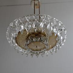  Kinkeldey 1970s Kinkeldey Hanging Light Glass Silver Plated Brass Germany - 4073558