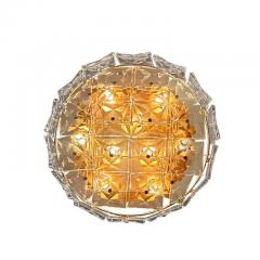  Kinkeldey Kinkeldey Faceted Crystal and Gold Tone Brass Flush Mount Fixture 1970s - 3936264