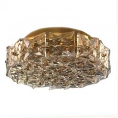  Kinkeldey Kinkeldey Faceted Crystal and Gold Tone Brass Flush Mount Fixture 1970s - 3936266