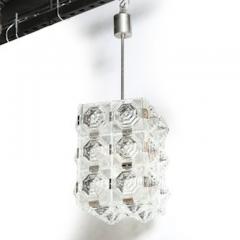  Kinkeldey Mid Century Glass Chrome Fitted Rectangular Pendant Chandelier by Kinkeldey - 4490068