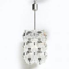  Kinkeldey Mid Century Glass Chrome Fitted Rectangular Pendant Chandelier by Kinkeldey - 4490070
