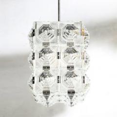  Kinkeldey Mid Century Glass Chrome Fitted Rectangular Pendant Chandelier by Kinkeldey - 4490071