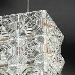  Kinkeldey Mid Century Glass Chrome Fitted Rectangular Pendant Chandelier by Kinkeldey - 4490078