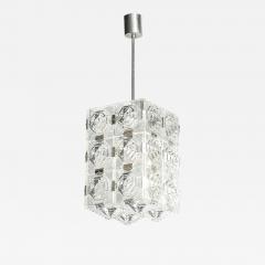  Kinkeldey Mid Century Glass Chrome Fitted Rectangular Pendant Chandelier by Kinkeldey - 4491418