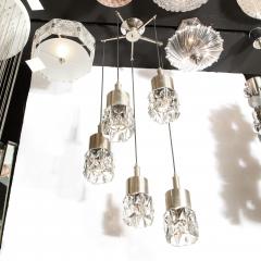  Kinkeldey Mid Century Modern Brushed Aluminum and Faceted Glass Chandelier by Kinkeldey - 2092529