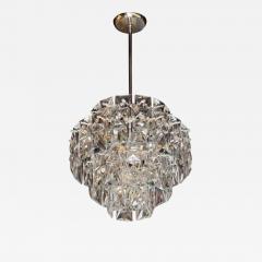  Kinkeldey Mid Century Modern Four Tier Crystal Polished Chrome Chandelier by Kinkeldey - 2671996