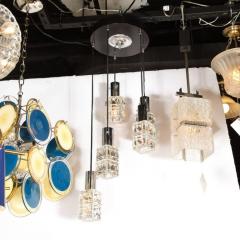  Kinkeldey Mid Century Modern Staggered Chrome Faceted Glass Chandelier by Kinkeldey - 2551408