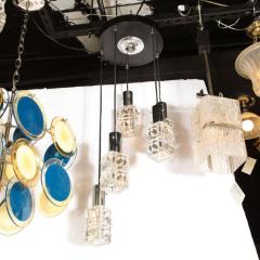  Kinkeldey Mid Century Modern Staggered Chrome Faceted Glass Chandelier by Kinkeldey - 2551415