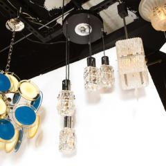 Kinkeldey Mid Century Modern Staggered Chrome Faceted Glass Chandelier by Kinkeldey - 2551420