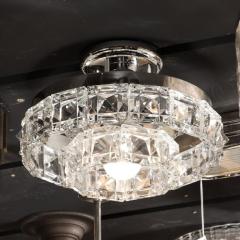  Kinkeldey Mid Century Modern Two Tier Faceted Crystal Chrome Chandelier by Kinkeldey - 2946463