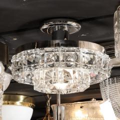  Kinkeldey Mid Century Modern Two Tier Faceted Crystal Chrome Chandelier by Kinkeldey - 2946480