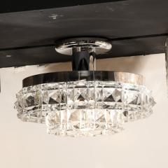  Kinkeldey Mid Century Modern Two Tier Faceted Crystal Chrome Chandelier by Kinkeldey - 2946705