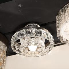  Kinkeldey Mid Century Modern Two Tier Faceted Crystal Chrome Chandelier by Kinkeldey - 2946740