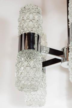  Kinkeldey Mid Century Modernist Chandelier by Kinkeldey in Chrome and Textured Glass - 1461273