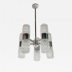  Kinkeldey Mid Century Modernist Chandelier by Kinkeldey in Chrome and Textured Glass - 1462939