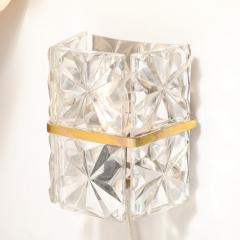  Kinkeldey Mid Century Modernist Cut Crystal Sconce with Brass Fittings by Kinkeldey - 3926242