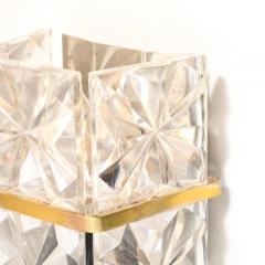  Kinkeldey Mid Century Modernist Cut Crystal Sconce with Brass Fittings by Kinkeldey - 3926243