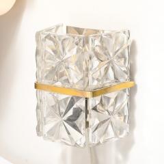  Kinkeldey Mid Century Modernist Cut Crystal Sconce with Brass Fittings by Kinkeldey - 3926244