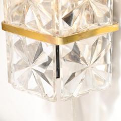  Kinkeldey Mid Century Modernist Cut Crystal Sconce with Brass Fittings by Kinkeldey - 3926248