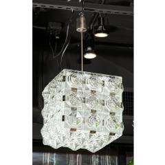  Kinkeldey Mid Century Modernist Glass Chrome Fitted Pendant Chandelier by Kinkeldey - 4142097