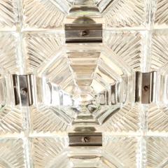  Kinkeldey Mid Century Modernist Glass Chrome Fitted Pendant Chandelier by Kinkeldey - 4142113
