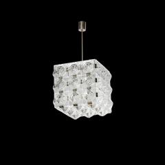  Kinkeldey Mid Century Modernist Glass Chrome Fitted Pendant Chandelier by Kinkeldey - 4142136