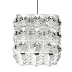  Kinkeldey Mid Century Modernist Glass Chrome Fitted Pendant Chandelier by Kinkeldey - 4142161