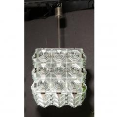  Kinkeldey Mid Century Modernist Glass Chrome Fitted Pendant Chandelier by Kinkeldey - 4142173