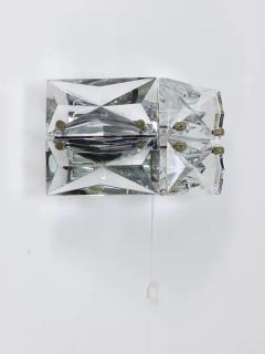  Kinkeldey Pair Facetted Crystal Chrome Sconces Prism Glass Wall Lights by Kinkeldey - 4067960