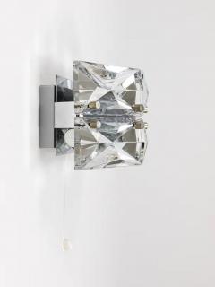  Kinkeldey Pair Facetted Crystal Chrome Sconces Prism Glass Wall Lights by Kinkeldey - 4067972