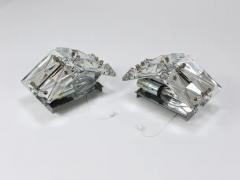  Kinkeldey Pair Facetted Crystal Chrome Sconces Prism Glass Wall Lights by Kinkeldey - 4068035
