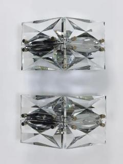  Kinkeldey Pair Facetted Crystal Chrome Sconces Prism Glass Wall Lights by Kinkeldey - 4068042