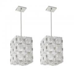  Kinkeldey Pair of Mid Century Rectangular Faceted Cut Crystal Pendants by Kinkeldey - 4489761