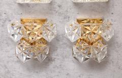  Kinkeldey Pair of Two Tier Hexagonal Faceted Crystal Sconces by Kinkeldey  - 3759515