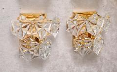  Kinkeldey Pair of Two Tier Hexagonal Faceted Crystal Sconces by Kinkeldey  - 3759516