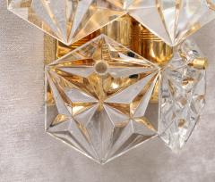  Kinkeldey Pair of Two Tier Hexagonal Faceted Crystal Sconces by Kinkeldey  - 3759521