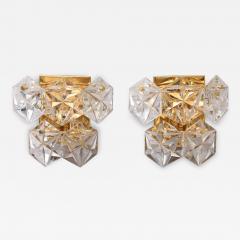  Kinkeldey Pair of Two Tier Hexagonal Faceted Crystal Sconces by Kinkeldey  - 3759540