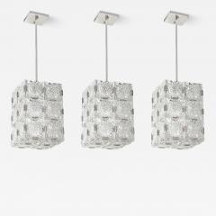  Kinkeldey Set of Three Mid Century Rectangular Faceted Cut Crystal Pendants by Kinkeldey - 4623500