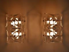  Kinkeldey Set of Two Mid Century Modern Kinkeldey Crystal Glass Sconces or Wall Lamps - 1838546