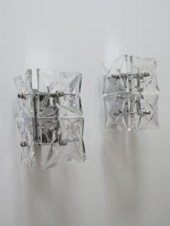  Kinkeldey Set of Two Mid Century Modern Kinkeldey Crystal Glass Sconces or Wall Lamps - 1838547