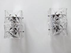  Kinkeldey Set of Two Mid Century Modern Kinkeldey Crystal Glass Sconces or Wall Lamps - 1838550