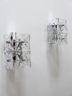  Kinkeldey Set of Two Mid Century Modern Kinkeldey Crystal Glass Sconces or Wall Lamps - 1838552