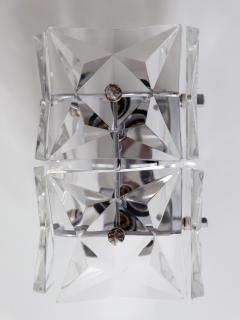  Kinkeldey Set of Two Mid Century Modern Kinkeldey Crystal Glass Sconces or Wall Lamps - 1838553