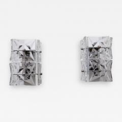  Kinkeldey Set of Two Mid Century Modern Kinkeldey Crystal Glass Sconces or Wall Lamps - 1839570